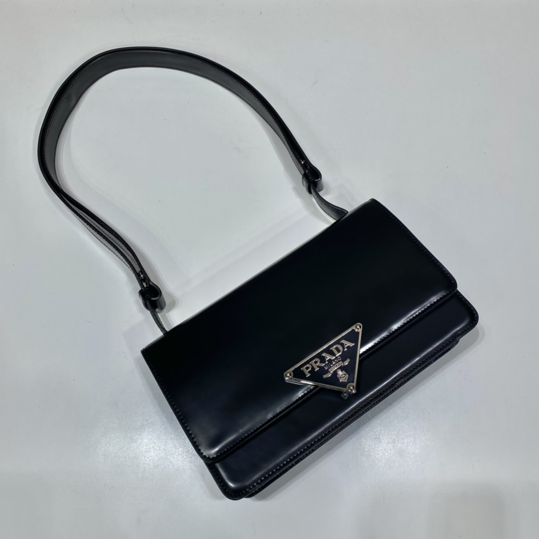 Prada Leather Bag Shoulder Bag Handbag Black 1BD321